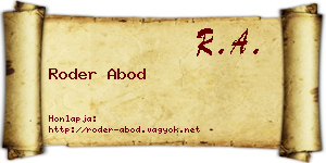 Roder Abod névjegykártya